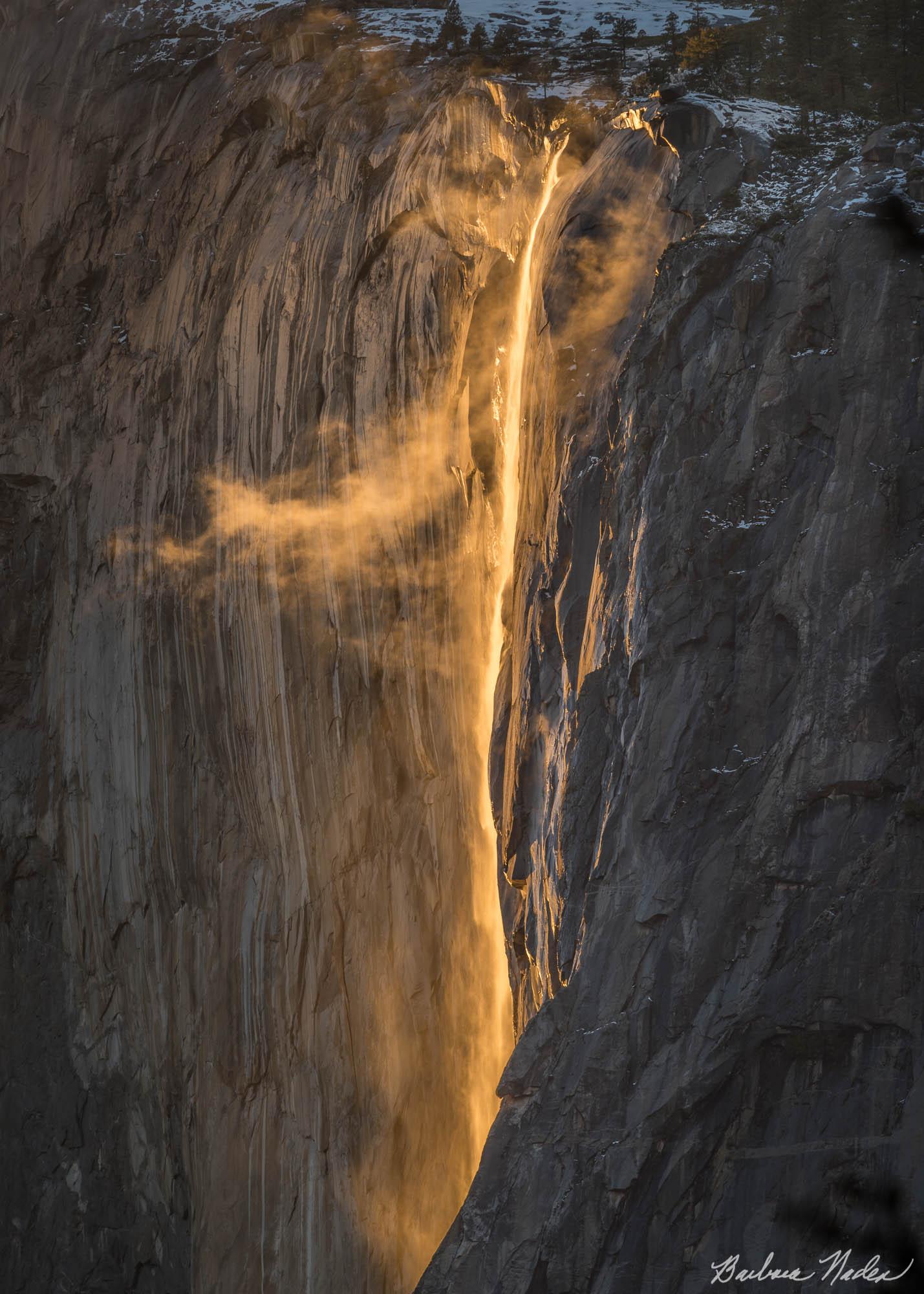 Horse Tail Falls at last light - Yosemite Valley National Park