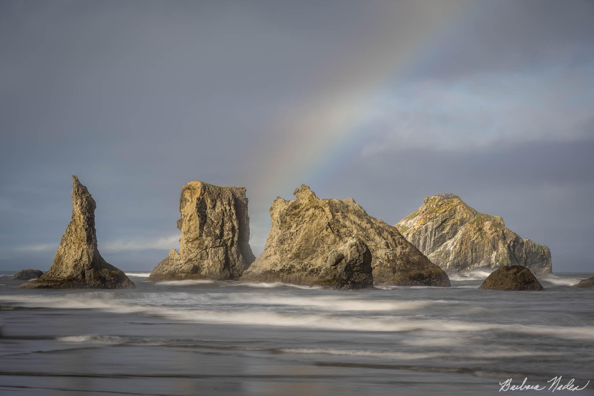 Witch's Hat with Rainbow - Bandon Beach, Oregon